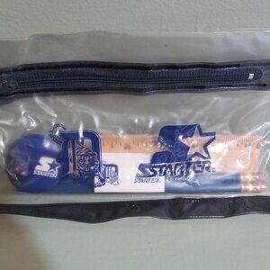 Detroit Tigers Starter Zipper Pouch w Pencils Ruler Eraser Button Pinback Unused